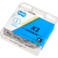 KMC K1 Narrow Kjede Sølv Single,100 ledd,BMX/Bane,1/2"x3/32"
